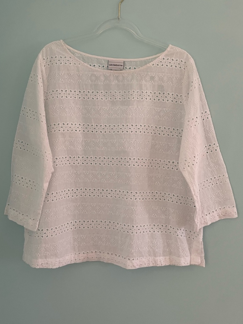 Liz Claiborne White Eyelet Tunic Top